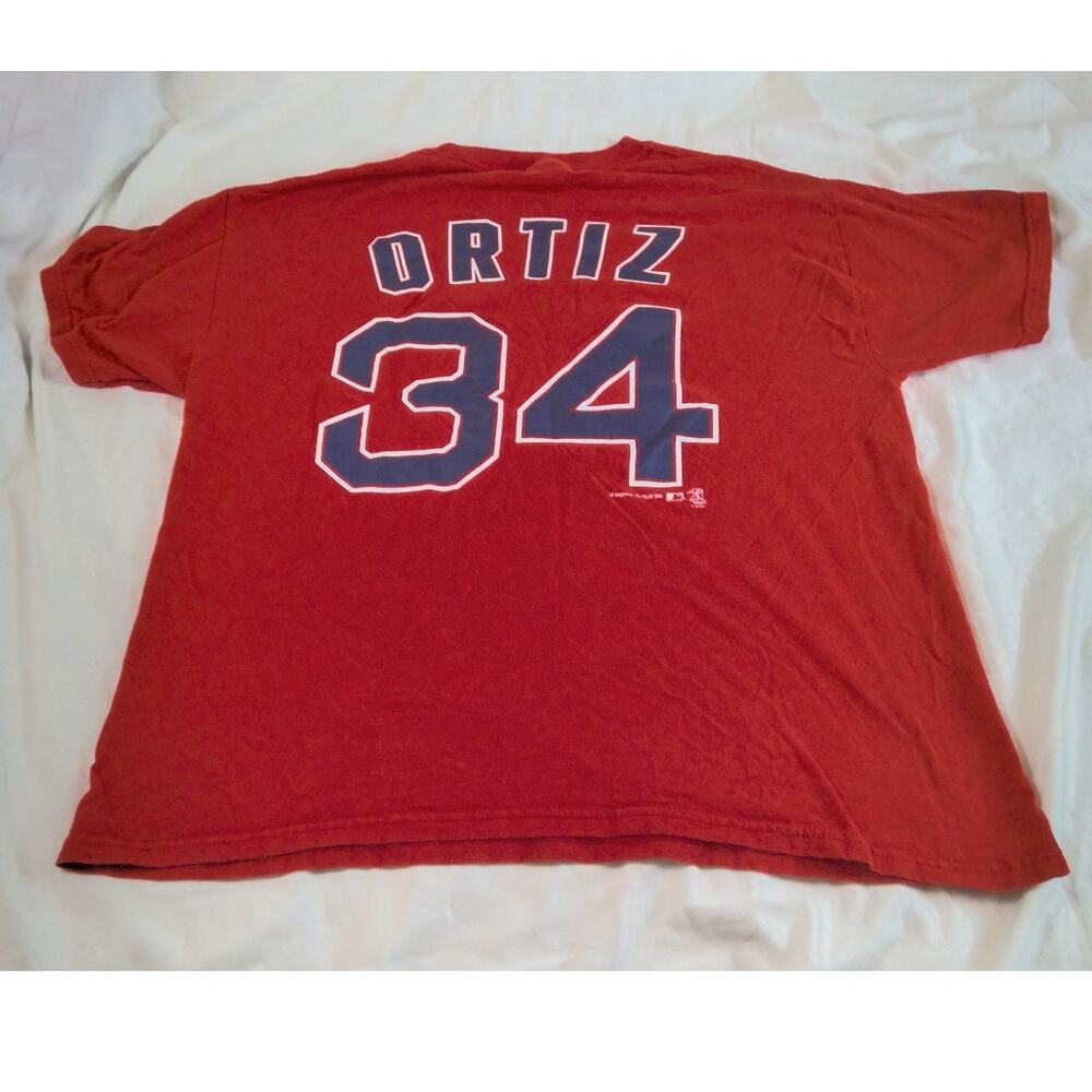 VTG Boston Red Sox #34 David Ortiz Jersey T Shirt XL Red 2006 MLB